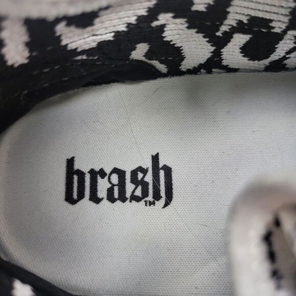 Brash  Leopard Print Lace‎ up Tennis Shoe  Women's Size 8 Sneakers  White  Black - Picture 6 of 8